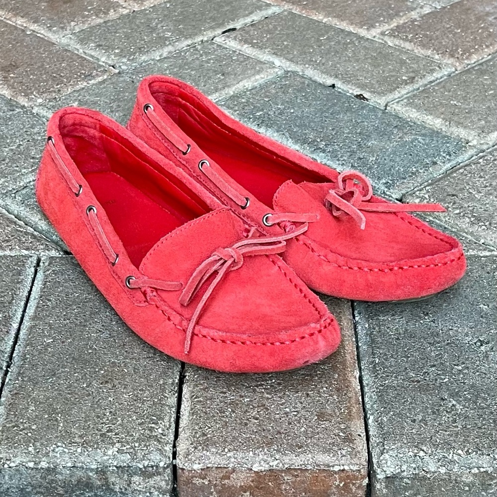 J Crew red suede moccasins